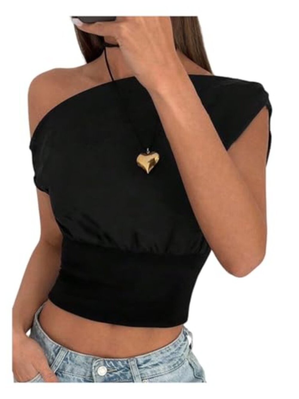 Off Shoulder Crop Top Ruched Asymmetrical Short Sleeve Y2k Sexy Shirt